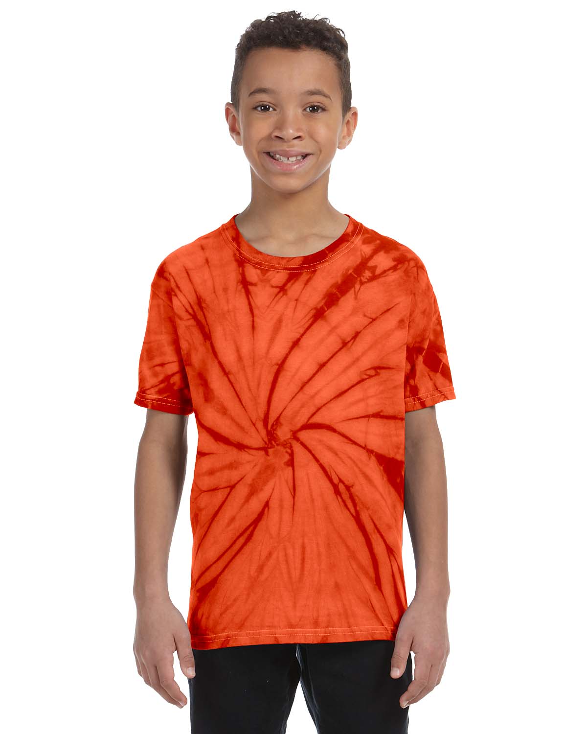 Tie-Dye CD101Y Youth 5.4 oz. Cotton Spider T-Shirt in Orange 1000Y, CD100Y, T1000Y