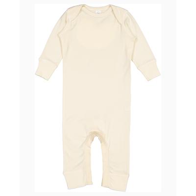 Rabbit Skins 4412 Infant Baby Rib Coverall in Natural size 6MOS | Ringspun Cotton LA4412