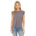 Bella + Canvas 8804 Women's Flowy Muscle T-Shirt With Rolled Cuffs in Storm size Medium | Polyester Blend B8804, BC8804