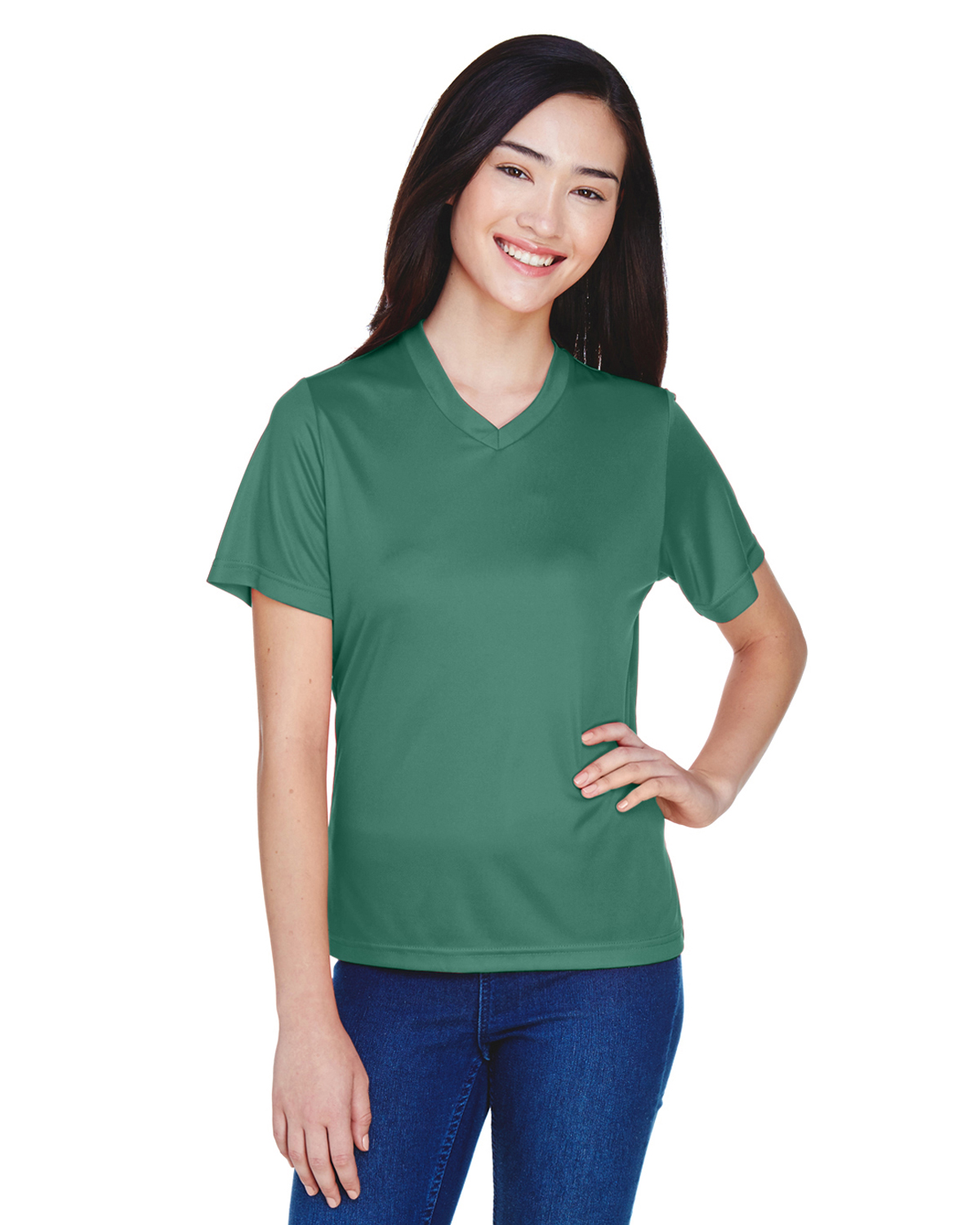 Team 365 TT11W Athletic Women's Zone Performance T-Shirt in Sport Dark Green size Large | Polyester
