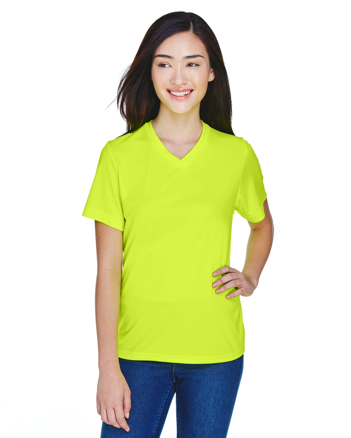 Team 365 TT11W Athletic Women's Zone Performance T-Shirt in Safety Yellow size Large | Polyester
