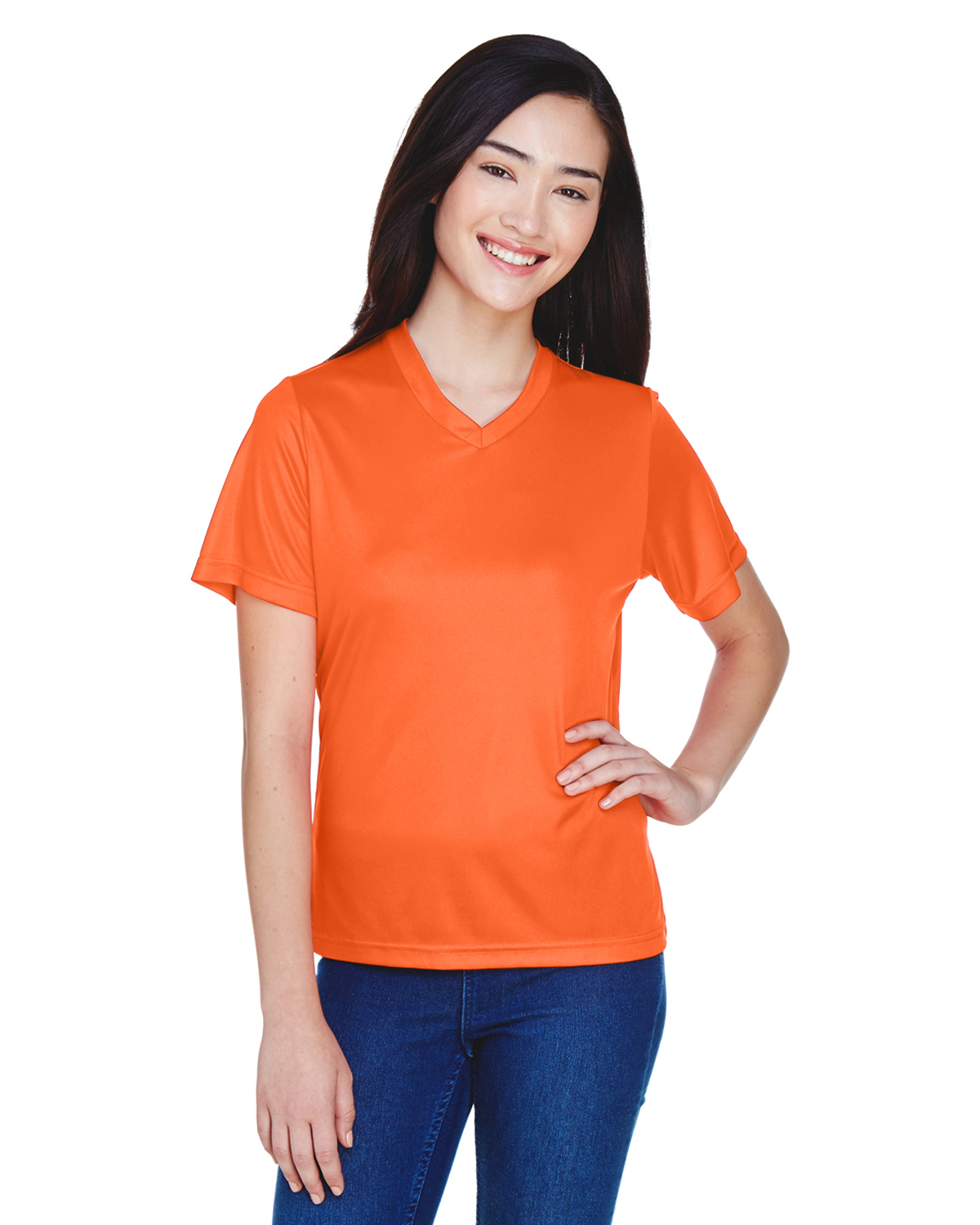 Team 365 TT11W Athletic Women's Zone Performance T-Shirt in Sport Orange size XS | Polyester