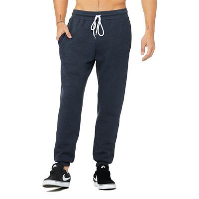 Bella + Canvas 3727 Jogger Sweatpant in Heather Navy Blue size Large | Fleece B3727, BC3727