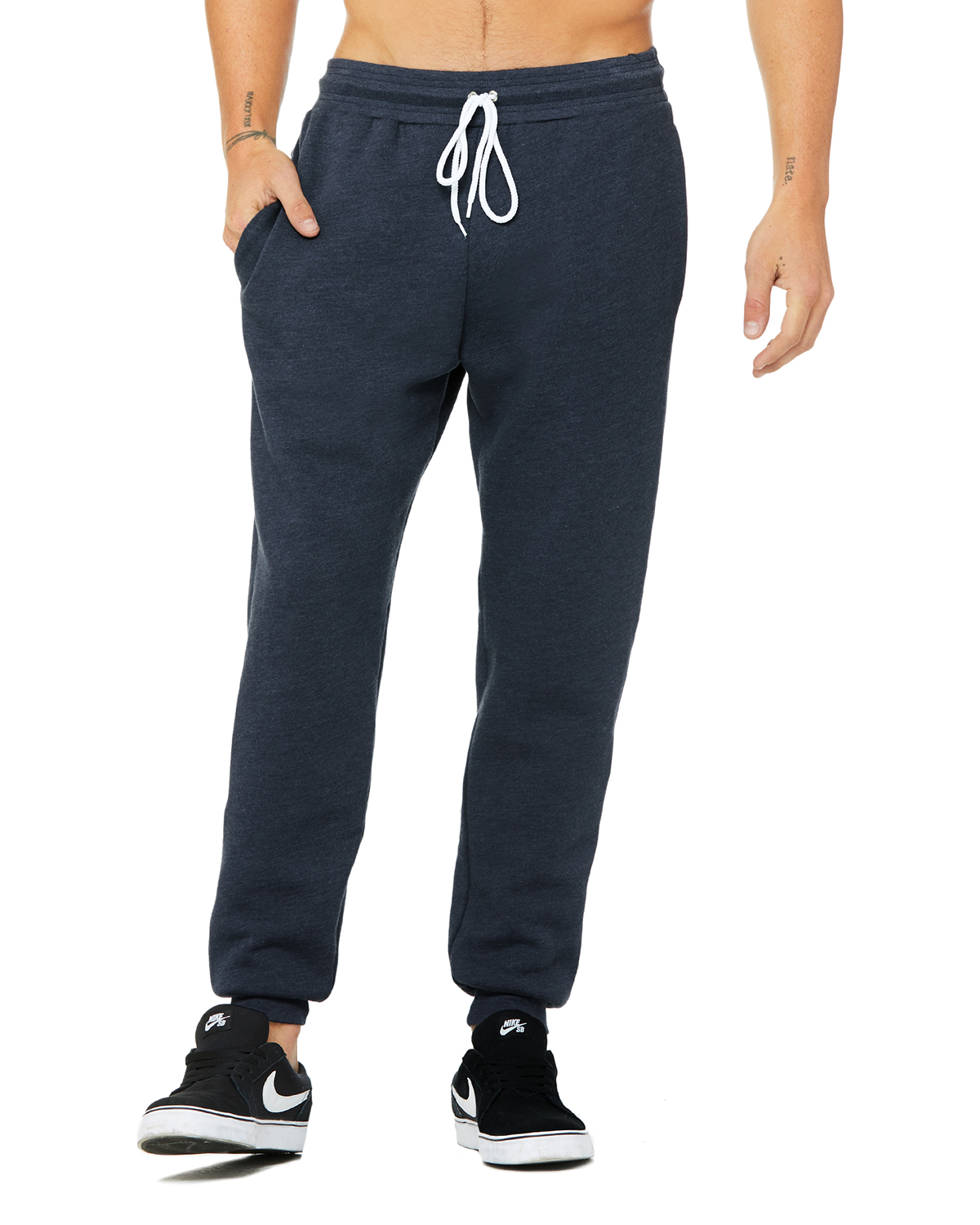 Bella + Canvas 3727 Jogger Sweatpant in Heather Navy Blue size XS | Polyester Blend B3727, BC3727