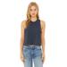 Bella + Canvas 6682 Women's Racerback Cropped Tank Top in Heather Navy Blue size Large | Cotton/Polyester Blend B6682, BC6682