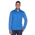 Devon & Jones DG796 Men's Newbury Colorblock MÃ©lange Fleece Full-Zip Jacket in French Blue/French Blue Heather size Small | Polyester