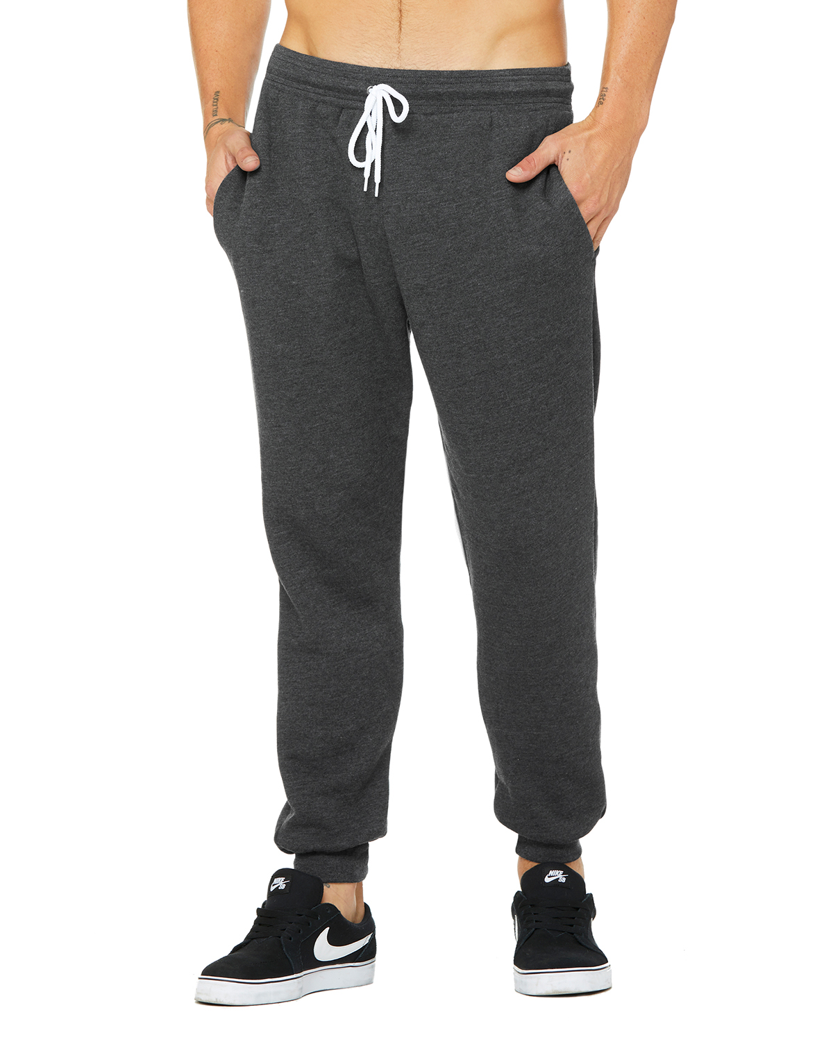Bella + Canvas 3727 Jogger Sweatpant in Dark Grey Heather size XS | Polyester Blend B3727, BC3727