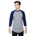 Augusta Sportswear AG4420 Athletic Adult 3/4-Sleeve Baseball Jersey T-Shirt in Heather/Navy Blue size Medium | Cotton Polyester 4420