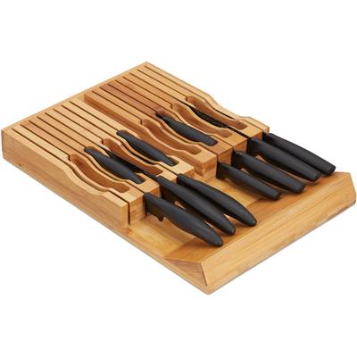 Messerorganizer Bambus, Messeraufbewahrung für 17 Messer, Messereinsatz für Schublade, 5 x 43 x