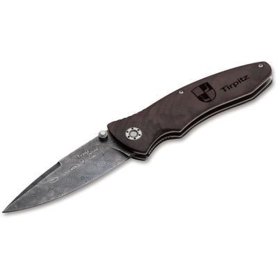 Boker USA Tirpitz Damascus Wood Knife Brown Small 110192DAM