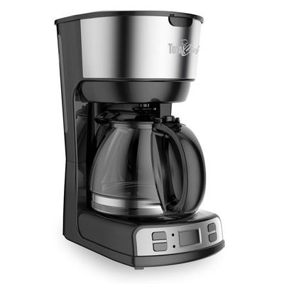 Total Chef 12-Cup Black/Silver Programmable Drip Coffee Maker with Glass Carafe and LCD Display