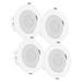 Pyle 3.5'' Bluetooth Ceiling Speakers / Wall Speaker Kit, (4) Aluminum Frame 2-Way Speakers with Bui