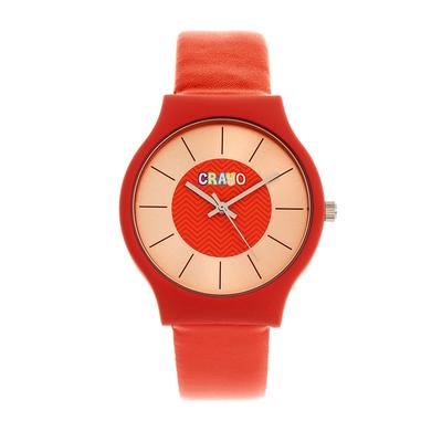 Crayo Unisex Trinity Red Leatherette Strap Watch 36mm - Red