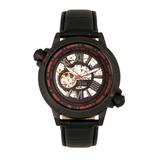 Reign Thanos Automatic Black and Red Case, Genuine Black Leather Watch 47mm - Black screenshot. Watches directory of Jewelry.