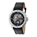 Heritor Automatic Conrad Skeleton Leather-Band Watch - Silver/Black screenshot. Watches directory of Jewelry.