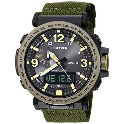 Casio Men's 'PRO TREK' Quartz Resin and Cloth Casual Watch, Color:Green (Model: PRG-600YB-3CR)