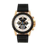 Morphic M57 Series, Gold Case, Black Chronograph Leather Band Watch, 43mm - Black screenshot. Watches directory of Jewelry.