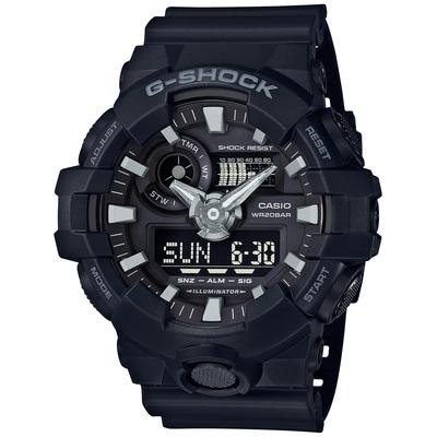 G-Shock Men's Analog-Digital Black Resin Strap Watch 53x58mm Ga-700-1B - Black/Black