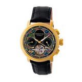 Heritor Automatic Aura Gold & Black Leather Watches 44mm - Black screenshot. Watches directory of Jewelry.