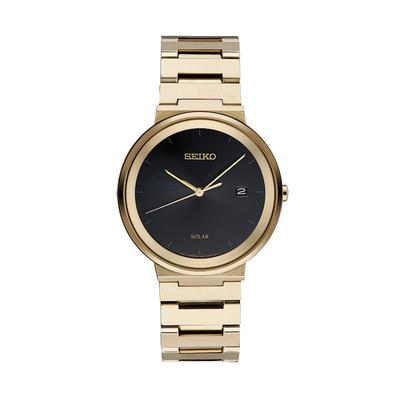 Seiko Men's Stainless Steel Solar Watch - SNE482, Size: Large, Gold