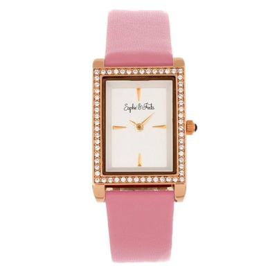 "Sophie And Freda Watches Wilmington Leather-Band Watch w/Swarovski Crystals Pink One Size"