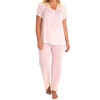 Exquisite Form Women's Coloratura Sleepwear Short Sleeve Pajama Set 90107, Pink Champagne, Large