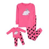 Leveret Girls' Sleep Bottoms Pink - Pink Bunny Rabbit Pajama Set & Doll Outfit - Toddler & Girls screenshot. Pajamas directory of Lingerie.