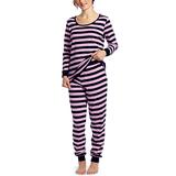 Leveret Women's Sleep Bottoms - Purple & Navy Stripe Pajama Set - Women screenshot. Pajamas directory of Lingerie.