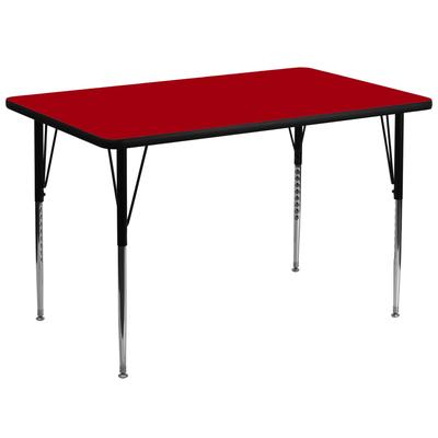 Flash Furniture 36''W x 72''L Rectangular Red Thermal Laminate Activity Table - Standard Height Adju