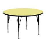 Flash Furniture 48'' Round Yellow Thermal Laminate Activity Table - Height Adjustable Short Legs, XU screenshot. Learning Toys directory of Toys.