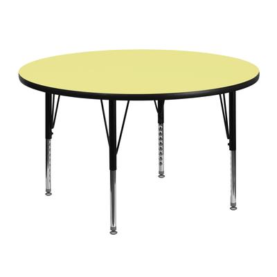 Flash Furniture 48'' Round Yellow Thermal Laminate Activity Table - Height Adjustable Short Legs, XU