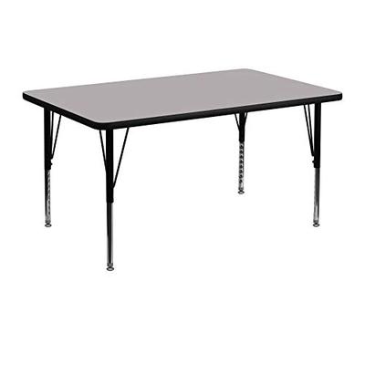 Flash Furniture 30''W x 48''L Rectangular Grey Thermal Laminate Activity Table - Height Adjustable S