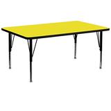 Flash Furniture 30''W x 72''L Rectangular Yellow HP Laminate Activity Table - Height Adjustable Shor screenshot. Learning Toys directory of Toys.