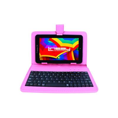 LINSAY 7" 8GB Android 8.1 HD Quad Core Tablet w/ Keyboard Case New 8GB Pink 7 Inches (F7XHDBKSPINK)