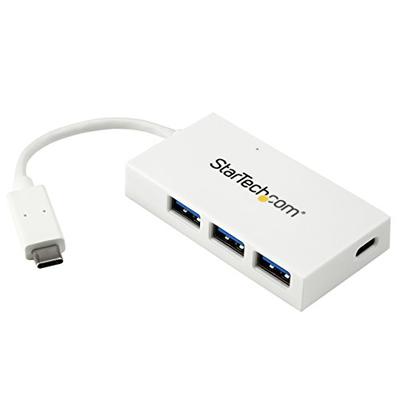 StarTech.com USB C Hub - White - 4 Port USB-C to USB-A (3X) and USB-C (1x) - Bus Powered USB Hub - U