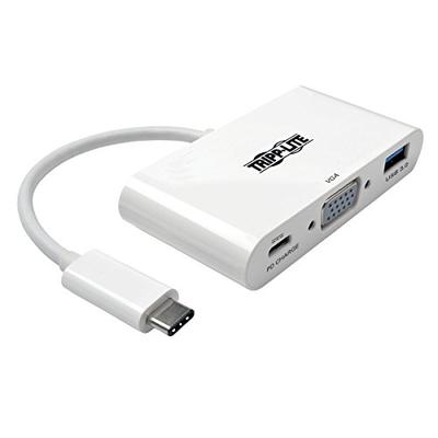 Tripp Lite USB C to VGA Multiport Video Adapter Converter 1080p w/ USB-A Hub, & USB-C PD Charging, T