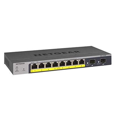 NETGEAR 8-Port Gigabit Ethernet Smart Managed Pro PoE Switch (GS110TP) - with 8 x PoE+ @ 55W, 2 x 1G