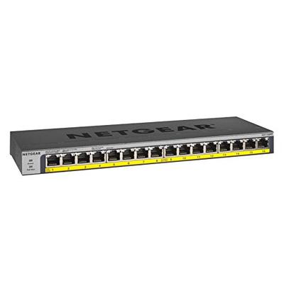 NETGEAR 16-Port Gigabit Ethernet Unmanaged PoE Switch (GS116PP) - with 16 x PoE+ @ 183W, Desktop/Rac