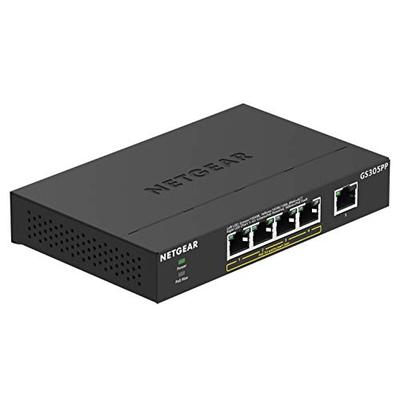 NETGEAR 5-Port Gigabit Ethernet Unmanaged PoE+ Switch (GS305PP) - with 4 x PoE @ 83W, Desktop, Sturd