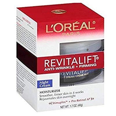L'Oreal Paris, RevitaLift Anti-Wrinkle + Firming Night Cream Moisturizer 1.7 oz (Pack of 12)
