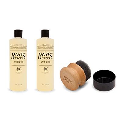 John Boos Cutting Board Care and Maintenance Set: Includes Two 16 Ounce Bottles Mystery Oil and One