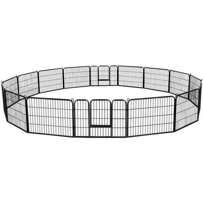 16 Panel Puppy Run Metall Laufstall Zaun Mesh Puppy Kaninchen Outdoor-Gehäuse mit 2 Türen für Image