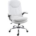 Chaise de bureau HHG 518 fauteuil directorial pivotant, ressorts en spirale, similicuir blanc