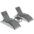 Arlmont & Co. Gerania 71" Long Reclining Chaise Lounge Set & Table Metal in Gray | 32.2 H x 25.2 W x 71 D in | Outdoor Furniture | Wayfair