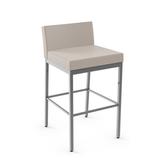 Latitude Run® Felker Upholstered Counter & Bar Stool Leather in Gray/Brown | 33.25 H x 19.5 W x 21.38 D in | Wayfair