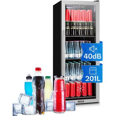 Beersafe 6XL Kühlschrank 201 Liter 5 Böden Panoramaglastür Edelstahl - Klarstein Image