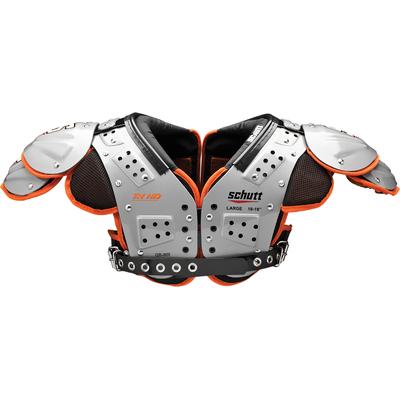 Schutt XV HD Adult Football Shoulder Pads - QB/WR Silver/Orange