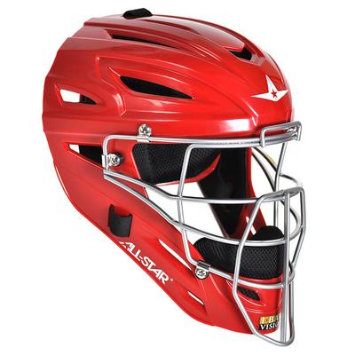 All Star Solid MVP2500 Adult Baseball Catcher's Helmet Scarlet
