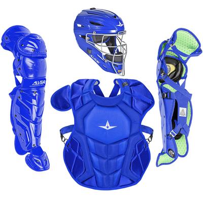 All Star System7 Axis NOCSAE Certified Youth Solid Pro Baseball Catcher's Kit - Ages 9-12 Royal