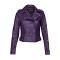 Glam and Gloria Purple Women's Faux Leather Biker Style Biker Jacket Faux Leather Jacket - Purple - W40/42